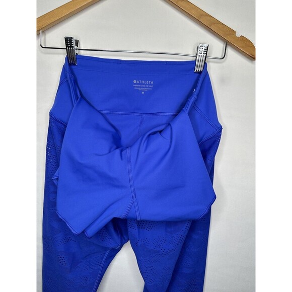 ATHLETA PHENOM CAMO 7/8 Royal Blue Perforated Leggings Women’s Size Medium - Picture 8 of 11